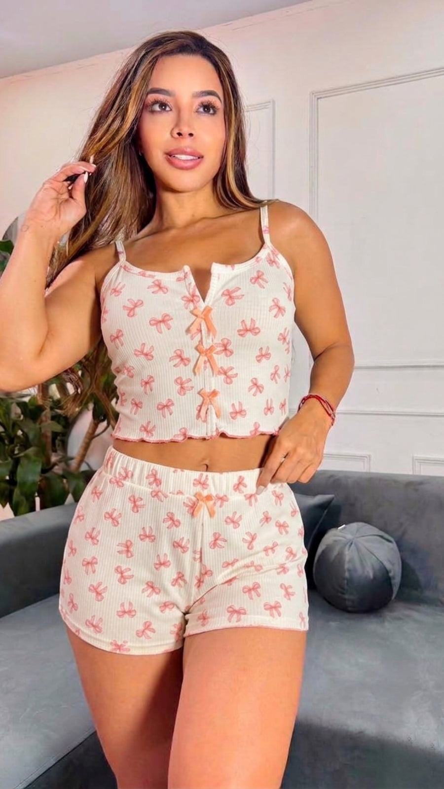 Pijama Short Rib Acanalado - Angelical